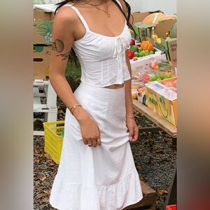 Commence White Set Crop Top Skirt with Slit Size Large NEW